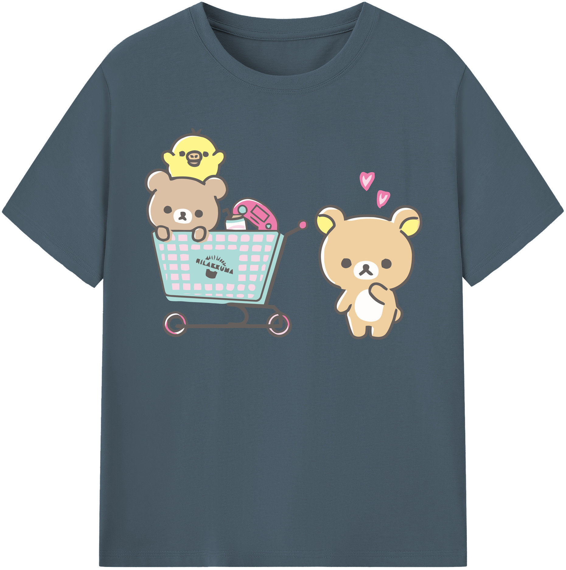 （画像用） リラックマ リラックマ キイロイトリ Rilakkuma Korilakkuma Kiiroitori 綿100％半袖Tシャツ（フロントプリント）